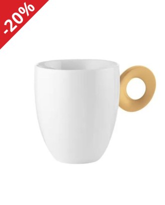 Cana din portelan, maner galben, 250 ml, Everyday - GUZZINI